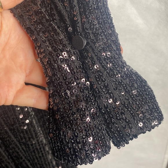 Jonathan Simkhai Black Sequined Plunge Lace Draped Gown NWT - Picture 9 of 14